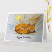 Carte Renard dormant (personnaliser) (Fleur jaune)