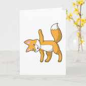 Carte Renard en étirement de yoga (Fleur jaune)