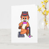 Carte Renard en gentleman avec chapeau et canne (Fleur jaune)