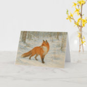 Carte Renard en hiver Noël neige (Fleur jaune)