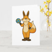 Carte Renard en joueur de volley-ball avec ballon de vol (Fleur jaune)
