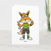 Carte Renard en mécanicien avec clé et écrou (Dos)