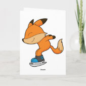 Carte Renard en patin à glace avec des patins à glace (Dos)
