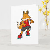 Carte Renard en patineur avec des rollers (Fleur jaune)