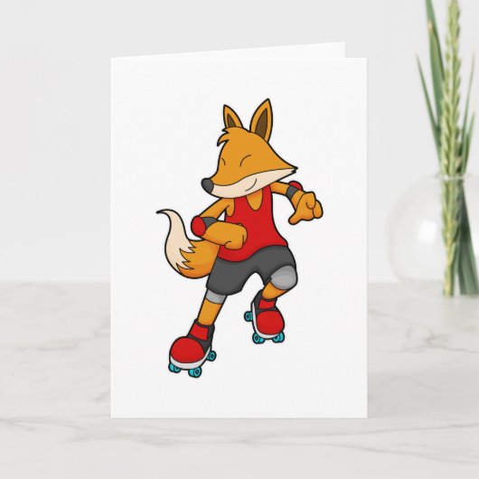 Carte Renard en patineur avec des roulettes (Devant)