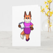 Carte Renard en secrétaire avec jupe (Fleur jaune)