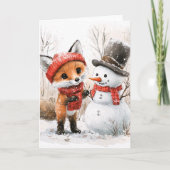 Carte Renard et bonhomme de neige (Devant)