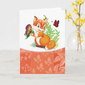 Carte renard et papillon (Fleur jaune)