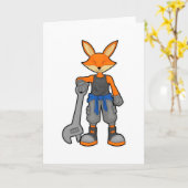 Carte Renard mécanicien avec clé (Fleur jaune)