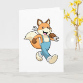 Carte Renard mécanicien avec clé à écrou (Fleur jaune)