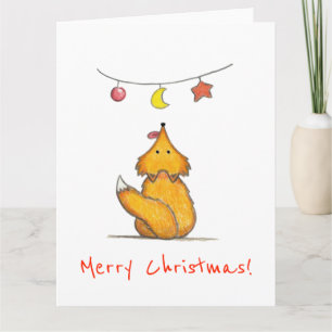 Carte Renard mignon dessiné à la main / Joyeux Noël