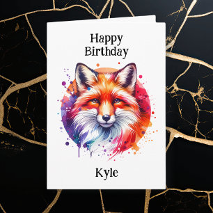 Carte Renard personnalisé Thème Anniversaire pour lui