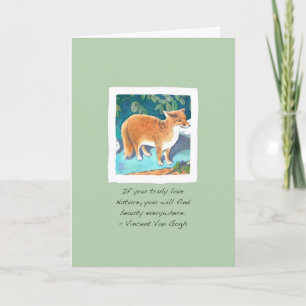 Carte Renard rouge sur Vert clair Encouragement