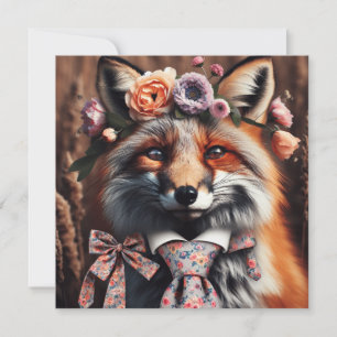 Carte Renard sauvage portant une cravate mignon