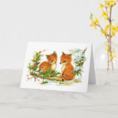 Carte Renards vintages pour bébés (Fleur jaune)