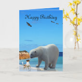 Carte Rencontre des ours polaires, Salutation d'annivers (Fleur jaune)