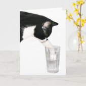 Carte Rencontrez-moi pour les boissons chat (Fleur jaune)
