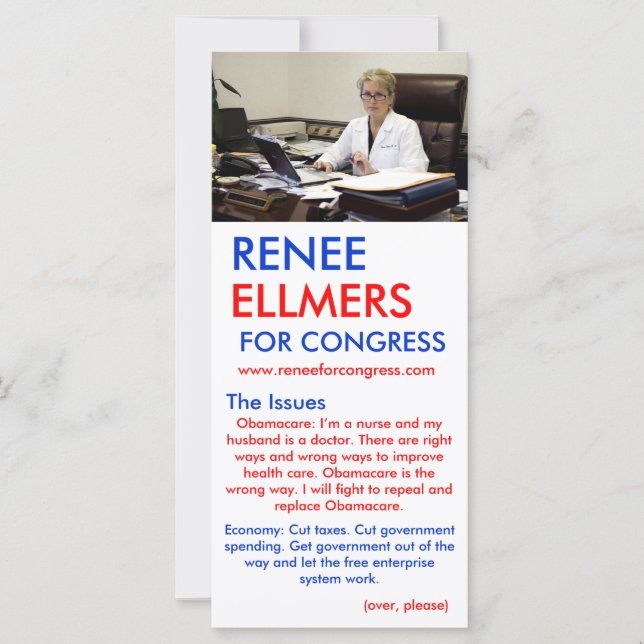 Carte Renee Ellmers Pour La Main Ouverte Du Congrès (Devant)