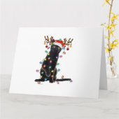 Carte Renne Chat Noir Lumières de Noël Drôle d'Amour pou (Fleur jaune)