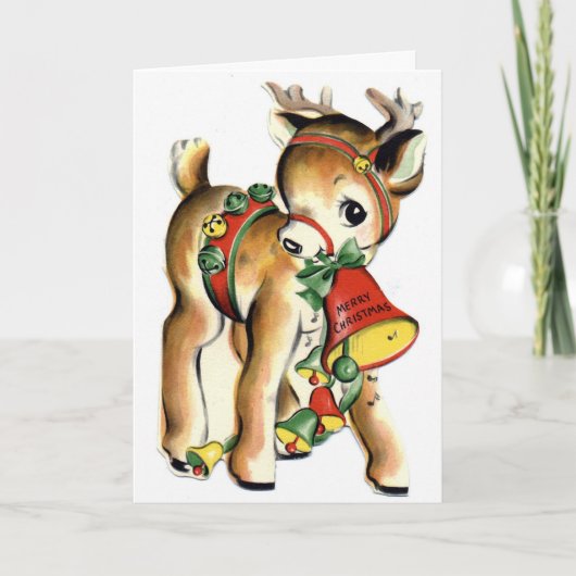 Carte Renne de Noël Rétro (Devant)