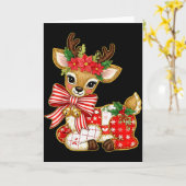 Carte Renne Patchwork Noël Fille Prépa Noël (Fleur jaune)