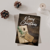 Carte Renne rustique et présent Joyeux Noël