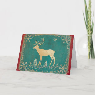 Carte Renne vert turquoise avec huile d'or