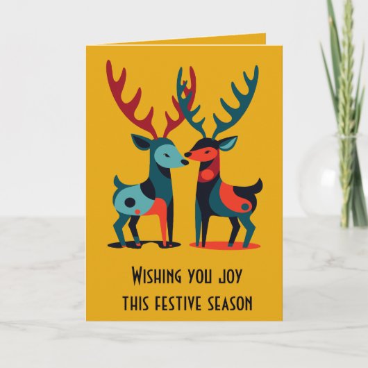 Carte Renneaux de Noël kitsch Modernité du milieu du siè (Devant)