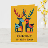 Carte Renneaux de Noël kitsch Modernité du milieu du siè (Fleur jaune)