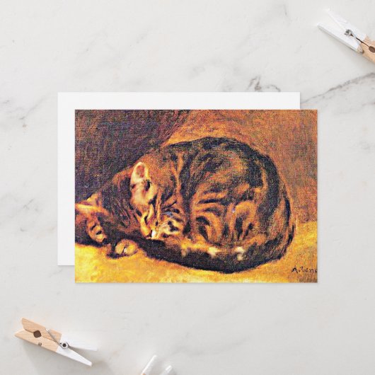 Carte Renoir : Chat couché (Devant/Arrière en situation)