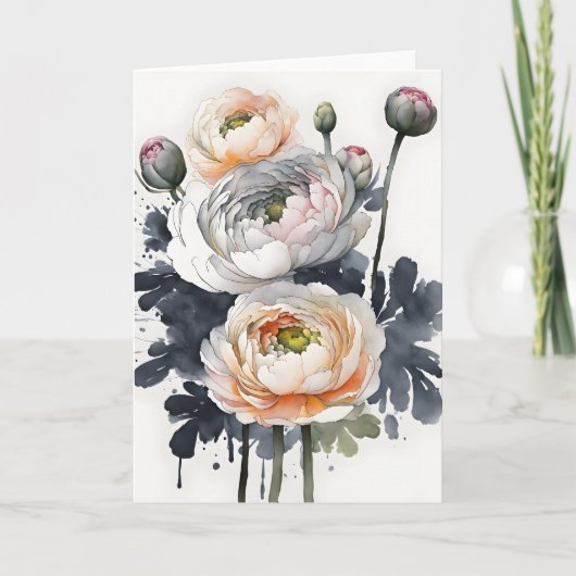 Carte Renoncule - Fleurs à l'aquarelle (Devant)