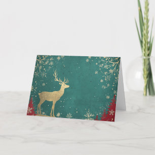Carte Renouveau à huile d'or sur chute de neige verte
