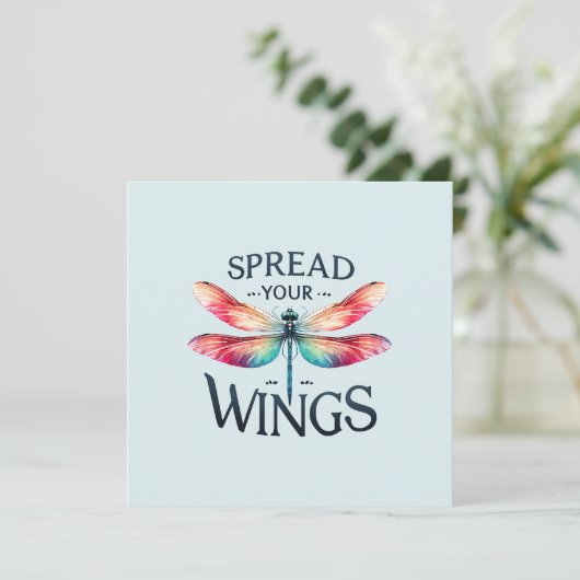 Carte Répandre vos ailes - libellule artistique (Debout devant)