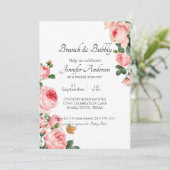 Carte Repas de midi pour la douche de mariée Rose rose g (Debout devant)
