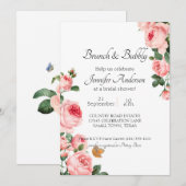 Carte Repas de midi pour la douche de mariée Rose rose g (Devant / Derrière)