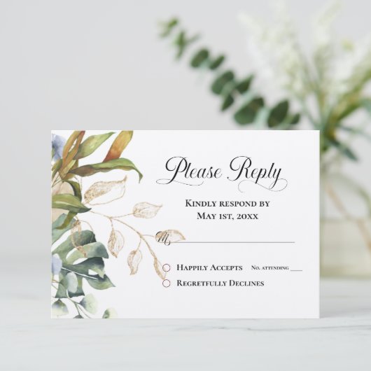 Carte Répondre à RSVP Moderne Bleu & Vert (Debout devant)