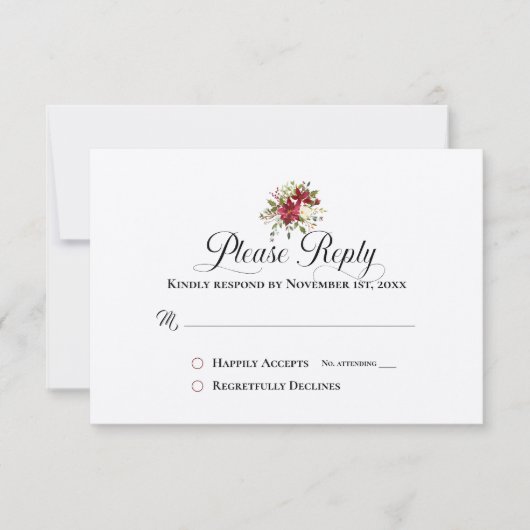 Carte Répondre RSVP Christmas Bouquet Holiday (Devant)
