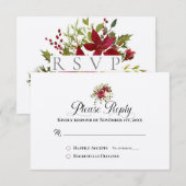 Carte Répondre RSVP Christmas Bouquet Holiday (Devant / Derrière)