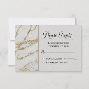 Carte Répondre RSVP Classic White avec Gold Marbling