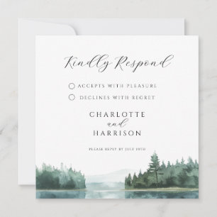 Carte Réponse de mariage au lac de montagne forestier à