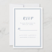 Carte Réponse de mariage Blanc & Bleu Poussiéreux Simple (Devant)
