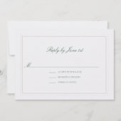 Carte Réponse de mariage élégante perle verte classique (Devant)