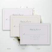 Carte Réponse de mariage élégante perle verte classique