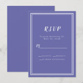 Carte Réponse de mariage Periwinkle Bue Chic Moderne Min (Devant / Derrière)