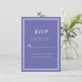 Carte Réponse de mariage Periwinkle Bue Chic Moderne Min (Debout devant)