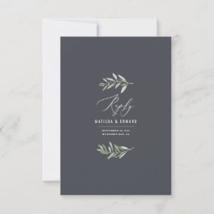 Carte Réponse du mariage d'aquarelle minimale de la bran