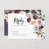 Carte Réponse du script rose, bordeaux et fig. (Devant / Derrière)