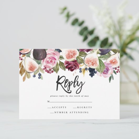 Carte Réponse du script rose, bordeaux et fig. (Debout devant)