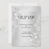CARTE REPONSE ELEGANT LACE ARGENT 2 INVITATION (Devant)
