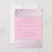 Carte réponse en damas rose et gris (Dos)